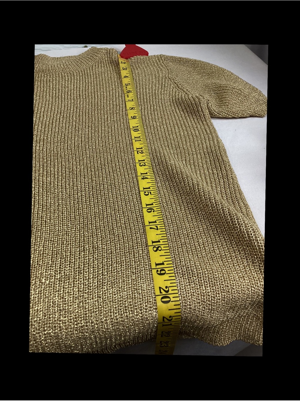 Gold Metallic Knit Mock Neck Top.62 - Picture 4 of 4